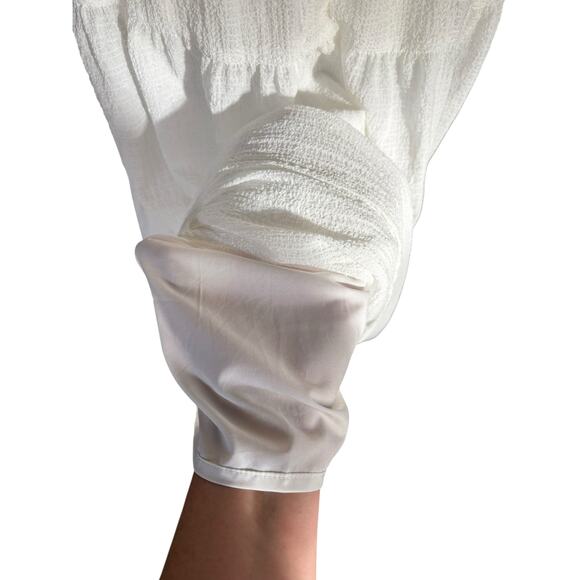 ASTR the Label White Gauze Puff Sleeved Tiered Lined Midi Dress - XS - Picture 6 of 8